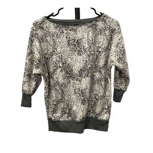 Kaktus NWT Sequined Abstract Animal Print Sweatshirt Grey Ribbed Cuffs Hem Sz XS